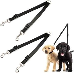 2pcs Adjustable Double Pet Trainer Leash, No Tangle Dog Dual Splitter Walking Trainer Leash Double Leads for Walking Puppy Small Medium Large Dog (Black)