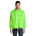 SOLS Unisex Surf Windbreaker Lightweight Jacket (S (36-38” Chest)) (Neon Green)