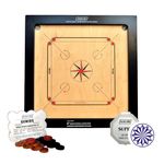 SISCAA 3 Years & Above Tournament Carrom Board 12Mm Fast Indian Ply Best Carrom Board ( Includes Genius Coin Set And Super Striker )