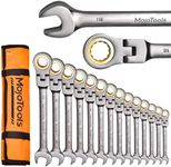MoJoTools 23-Piece Flex-Head Ratcheting Combination Wrench Set-Includes 14PCS Metric 8-24mm Ratchet Combination Wrenches Set,9PCS Allen Wrenches-72-Teeth,Cr-V Constructed,Nickel Plated,Organizer Bag