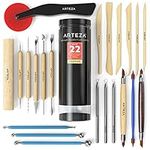 Arteza Pottery Tools & Clay Sculpting Tools, Set of 22 Pieces in PET Storage Tube, for Clay, Pottery, Ceramics Artwork & Holiday Crafts