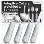 iMedic Weighted Bendable Cutlery for Disabled Hands (The Knife Does Not Bend) - Disabled Cutlery for Adults Suffering from Parkinson's and Tremors - 1 Set Grey