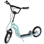 HOMCOM Kids Stunt Scooter, Teen Push Scooter with 12" Rubber Wheels, Adjustable Handlebar Height, Dual Brakes, for 5+ Years Old, Blue