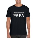 TheYaYaCafe Yaya Cafe Mens Dad T-Shirts Worlds Best Papa Round Neck Tshirts - Black - XL