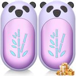 Enituo Hand Warmers Rechargeable 2 Pack, 3 Levels Heating 6000mAh Portable Electric Handwarmers, Cute Panda Pocket Heater Xmas Warm Gifts for Golf Hunting Hiking Camping Outdoor Activities - Purple