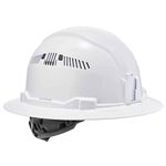 Vented Hard Hat, Full Brim Style, Ratchet Suspension, Class C, Ergodyne Skullerz 8973 , White