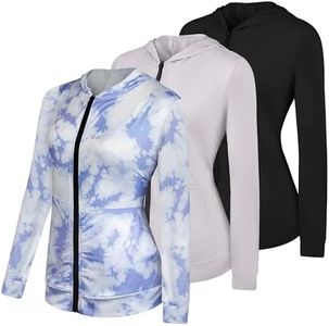 3 Pack: Womens Just My Plus Size Dry Fit Long Sleeve Full Zip Up Hoodie Jacket Ladies Athletic Running Track Workout Sports Yoga Pockets Shirt Rain Sweat Up Winter Rain Lightweight Outerwear-SET5, 2X