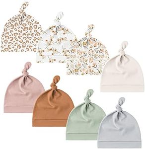 Konssy 8 Pack Baby Newborn Hats, Beanie Hat for Infant Girl Boy 0-6 Months