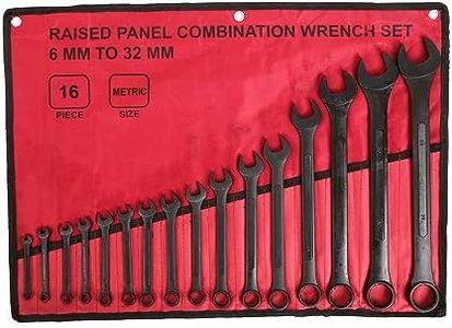 WINMAX TOOLS AUTOMOTIVE 16 Piece Metric Combination Wrench Set 6mm to 32mm Metric Wrench Set with Roll Up Pouch