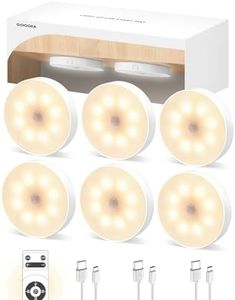 Goodea Led Under Cabinet Lights, Wireless Motion Sensor Rechargeable Light, Puck Lights with Remote, 1000mAh Under Counter Lights for Kitchen,cabinets (Warm White 6 Pack)