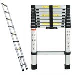 2.6M Telescoping Ladder 8.5FT Metal Lightweight Extension Ladder with Locking Mechanism and Non-Slip Feet Multi-Purpose Collapsible Ladder 330 lb Capacity
