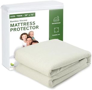 Four Seasons Essentials Twin Size Waterproof Mattress Protector - Cooling Viscose derived from Bamboo Fitted Sheet Mattress Cover - Quilted Jacquard Pad Protects from Dust Allergens