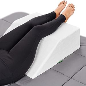 Cushy Form Leg Elevation Pillow - 8 Inch Wedge Pillows for Legs - Elevated Support for Back, Hip and Knee Discomfort & Post-Surgery w/ Washable Cover - White