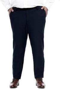 The Pant Project Mid Rise Stretchable Formal Navy Blue Pants For Plus Size | Stylish Slim Fit Luxury PV Lycra Men's Wear Trousers For Office Or Party | Mens Fashion Dress Trouser Pant