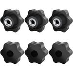 6Pcs M10 Star Clamping Nuts, Jeboler Handle Nuts Diameter 50mm Knobs Grip Nut Plastic Star Nuts, Handle Wing Nuts Thumb Bolts Thread For Machines And Furniture, Machine Tools, Fitness Equipment