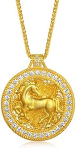 CHOW SANG SANG 999.9 24K Pure Gold Cultural Blessings Diamond Steed Atop Hollow Clouds Necklace for Women 47cm 96137N