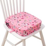 Eiury Toddler Booster Seat for Dining Table, Portable Kids Booster Seat with Safety Buckles Portable Increasing Booster Cushion with Non-Slip Bottom (Pink Unicorn)