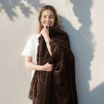 BATTILO HOME Luxury Rabbit Chocolate Brown Faux Fur Throw Blanket 50"*60" with 1 Piece Pillow Cover 18"*18", Cozy Fluffy Plush Blanket for Sofa Couch Bed Living Room Home Decor