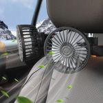 STHIRA® Dual-Head Car Fan with 3-Speed Settings 360° Rotation USB Fan for Car Quiet Operation Child-Safe Design Car Fan for Back Seat 12v/24 Fan for Rear Seat Passengers, Pets, Home, and Travel