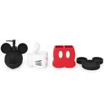 Jay Franco Disney Mickey Mouse Bathroom Organizer Set - 4 Piece Red, Black and White Accessories Includes Resin Soap Dispenser, Soap Dish, Toothbrush Holder and Tumbler - Bathroom Décor