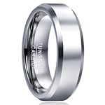 Cloyo Silver Tungsten Wedding Ring for Men Tungsten Wedding Engagement Band 6mm Size S