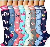 Compression Socks For Women& Men circulation(8 Pairs),Socks-Best for Running,Sports,Hiking,Flight travel,Pregnancy, Multi-colors8, Large-X-Large