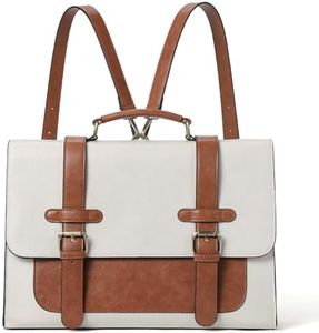 CLUCI Briefcase for Women Leather Laptop 15.6 Inch Business Ladies Work Computer Tote Bags Beige