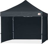 ABCCANOPY Pop Up Gazebo With Side Panels and Door Wall Commercial Shelters Instant Shade And Block Rain, Bonus Upgraded Roller Bag, 4 Weight Bags, Stakes and Ropes(2.5x2.5M,Black)