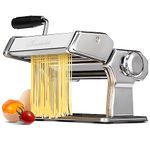 Pasta Maker Machine 150 Manual Pasta Machine with Roller & Cutter Adjustable 9 Thickness & 2 Width Hand Crank Noodles Maker for Spaghetti, Fettuccini, Lasagna