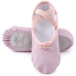 Ballet Shoes Leather Ballet Flats Split-Sole Dance Slippers for Girls Kids Women (Choose One Size Smaller) Pink