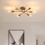 Modern Sputnik Chandelier 6 Lights Gold Ceiling Light Chandelier Lighting for Bedroom Kitchen Living Room