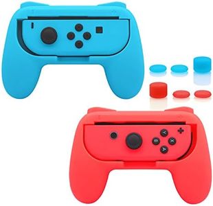 FastSnail Grips Compatible with Nintendo Switch Joy-Con, Wear-Resistant Handle Kit Compatible with Switch Joy Cons Controllers, 2 Pack (Blue and Red)