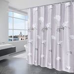 TRUSTLIFE Ginkgo Biloba Printed Shower Curtain Waterproof Bathroom Curtain, Shower Curtain180 x 200 cm Washable Bath Curtains, Quick-Drying, Weighted Hem, Shower Curtain with 12 C Type Hooks