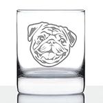 Happy Pug Whiskey Rocks Glass - Fun