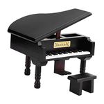 Grand Piano Shaped Wind Up Wooded Music Box with Small Stool for Christmas/Birthday/Valentine's Day