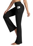 Willit Women's Flare Leggings Yoga Pants High Waist Bootcut Workout Leggings Tummy Control with Pockets 29" Black 3XL