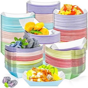 MotBach 200 Pack 1/4 Lb Colorful Paper Food Boat Trays Disposable Small Paper Boats, Mini Kraft Food Trays Colored Paper Food Serving Tray Boats for Snack Fries Popcorn Taco Dessert Nacho