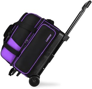 LARIPOP Dual Roller 2-Ball Bowling Bag, Featuring a Separate Large Shoe Compartment Capable of Accommodating Bowling Shoes, a 3-Section Telescopic Handle that Extends Up to 40" Designed for Travel.