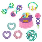 Bright Starts Everything Nice 9pc Gift Set - BPA-Free Rattles and Teethers, Purple and Pink Baby Toys, Newborn+