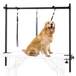 LUCKUP Dog Grooming Arm with Clamps - H Shape, Dog Grooming Table Arm with 3 Loop Noose, Pet Grooming Arm for Large/Medium/Small Pets, 81cm Height Adjustable and 85-127cm Width Adjustable, Black