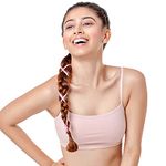 Enamor Women's Slim Strap Stretch Cotton Non-Padded Antimicrobial Beginners Pop-On Wireless Bra Full Coverage Bra (Bb02_Pearl_Xs