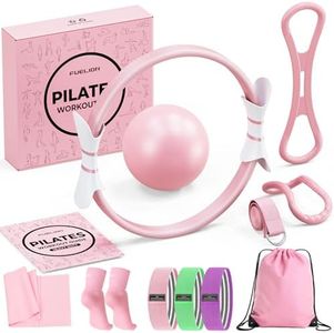 Pilates Ring Set for Women, Home Workout Pilates Equipment with Resistance Bands, 14'' Magic Circle, Mini Ball, Pilates Starter Kit for Strength, Toning and Flexibility, Workout Guide Included