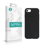SPRIG Compatible with Apple iPhone SE Phone Liquid Silicone Cover Premium Back Cover Drop Tested Shock Proof Mobile Case for Men, Women, Boys and Girls with Camera Protection (Black)