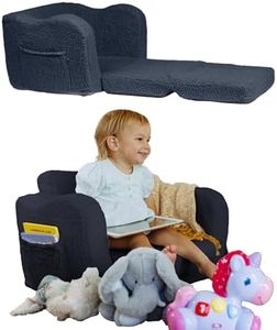 TODALE Sofa Bed - Convertible Chair to Toddler Bed, 2-in-1 Toddler Chair Foldable Lounger for Kids Bedroom Furniture, Mini Kids Couch, Boy, Girl, Grey