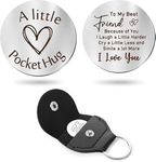 Nishabb Pocket Hug Token Long Distance Relationship Keepsake Stainless Steel Double Sided Inspirational Gift with PU Leather Keychain (Friend, I Love You)