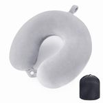 WENGX Travel Pillow Neck Pillow Memory Foam Travel Pillows Head Support Cushion for Airplane Train Car Office Travel Essential Flight Pillows for a Long Hauls Sleeping Rest (Grey)