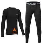 TELALEO Youth Boys' Girls'Thermal Underwear Set Fleece Lined Long Johns Set Kids Base Layer Ultra Soft Black S