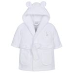 Baby Boy Girl Babies Dressing Gown Robe Plush Fleece Velvet Soft Cosy Warm Gift, (White, 18-23M)