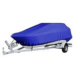 PHASFBJ Heavy-Duty Boat Cover,Waterproof Hull Boat Covers Oxford Fabric 300D Boat Trailer Cover Scratch-Resistant Anti-Uv Center Console Boat Cover Fits V-Hull Bass Boat,Blue,20~22FT