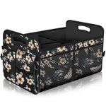 Femuar Car Trunk Organizer,Car Storage Organizer with 72L Large Capacity Waterproof Collapsible and 11 Pockets,Trunk Organizer for Car Suv/Jeep/Sedan Hibiscus Flowers